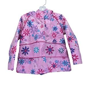 Wippette Kids Pink Floral Rain Jacket Hooded Fleece Lined Size 2 Kidcore School